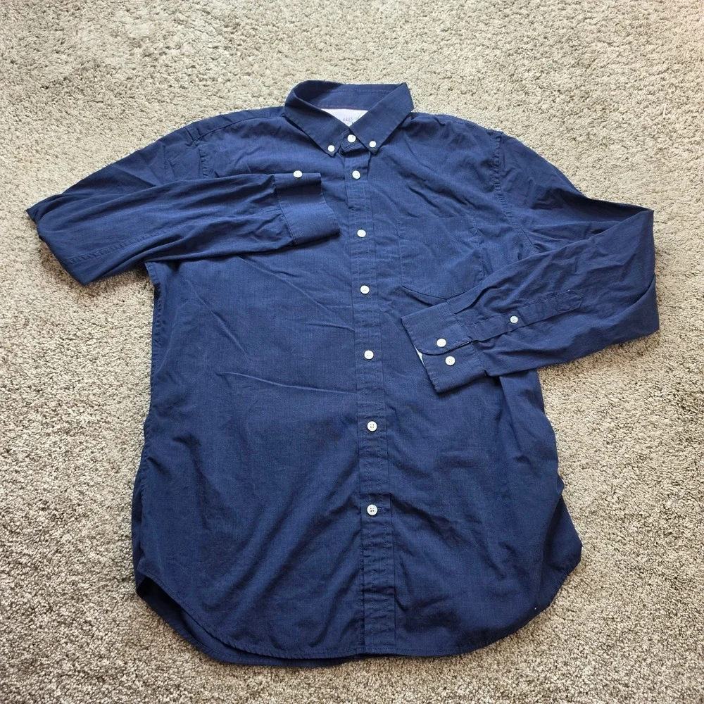 Banana Republic Grant Slim Fit Shirt Mens Large Blue Luxe Stretch Poplin Casual